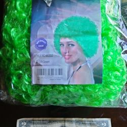 Bright Green Afro Wig!! $10!!