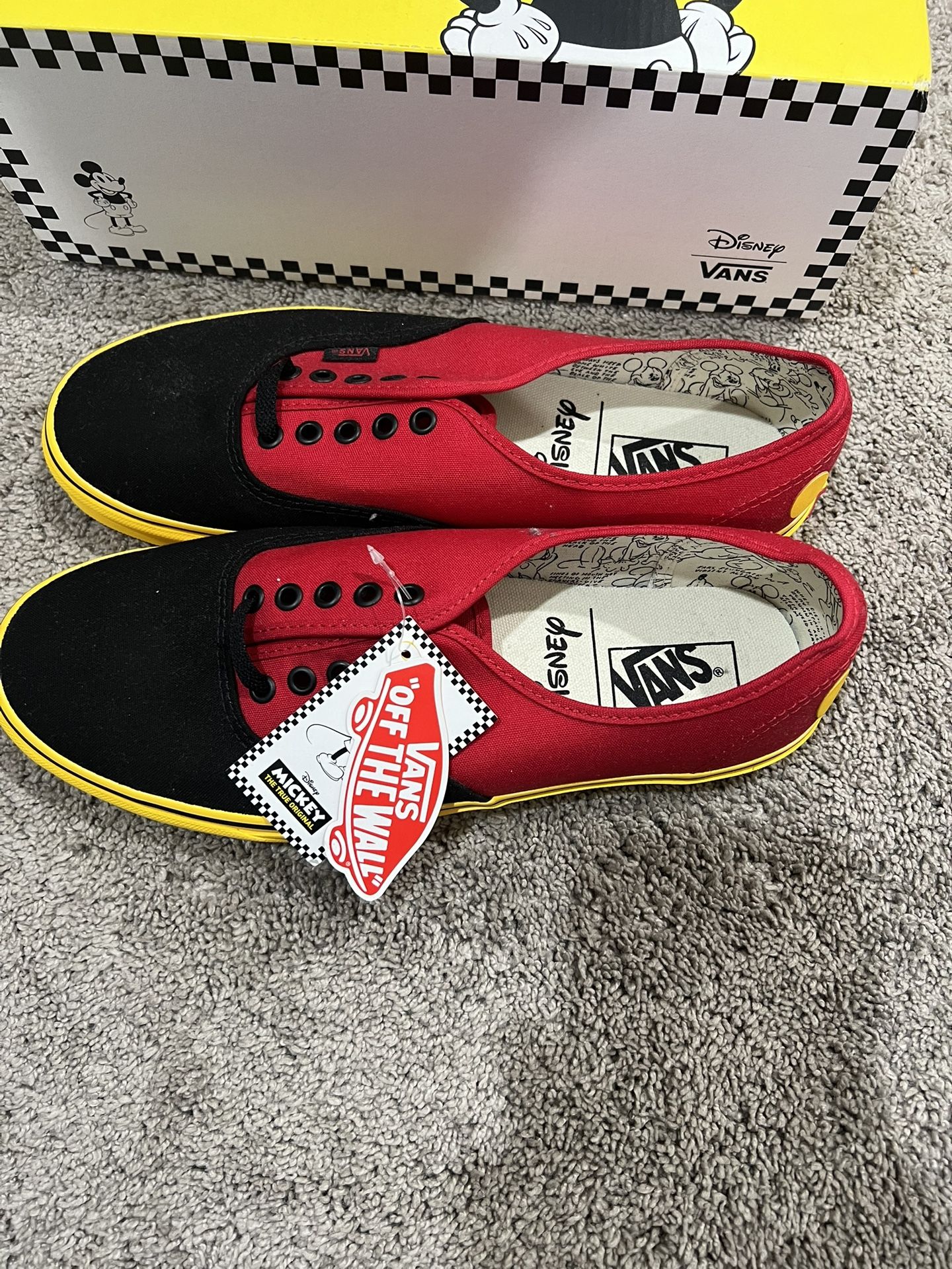 NWT Vans Disney Mickey Mouse 90th Anniversary Shoes Red Yellow Men's Size 11