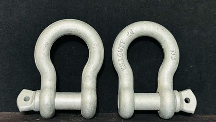 Lot of 2 WLL 6-1/2 Ton Galvanized Anchor Shackles Screw Pin Heavy Duty Rigging