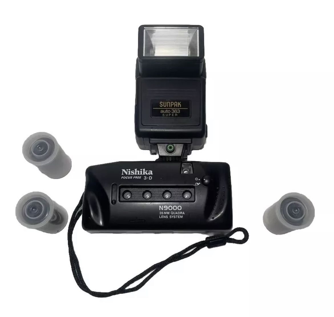 Nishika N9000 35mm Quadrascopic 3D Lenticular Camera W/flash Sunpac 383 & Film