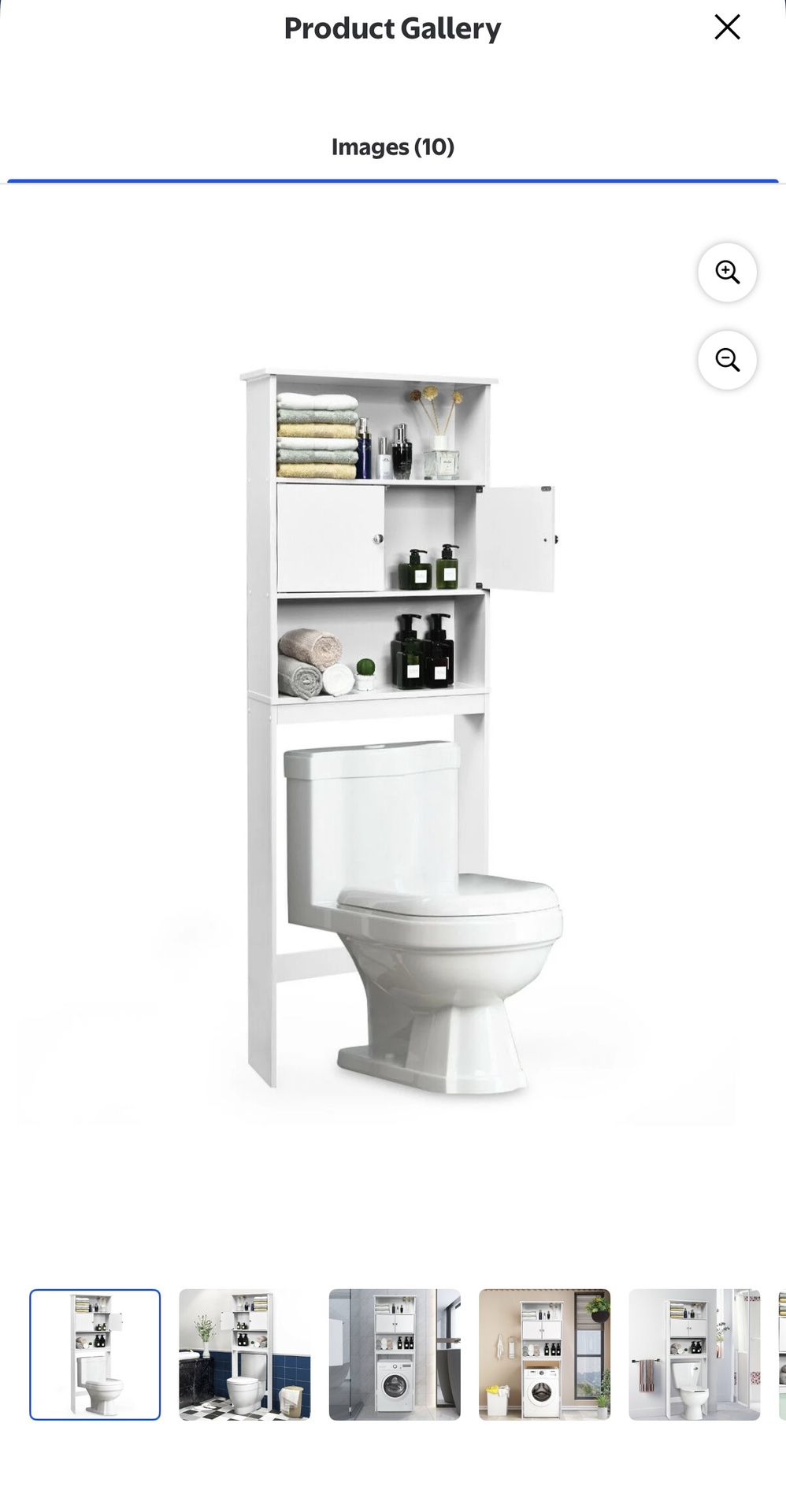 Mainstays 3-Shelf Over-the-Toilet Storage Cabinet with Adjustable Doors, White