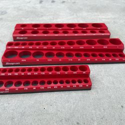 Snap On Tools SAE Set Of 3 Socket Trays Magnetic Organizer 1/4” 3/8” 1/2” Drive  Also have full sets and singles of these in different colors and both