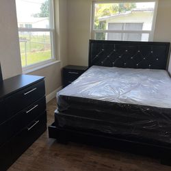 Full  Bedroom Set With Mattress  1 Nightstand And Dresser And Mirror . All New Furniture And Free Delivery Free Installation 