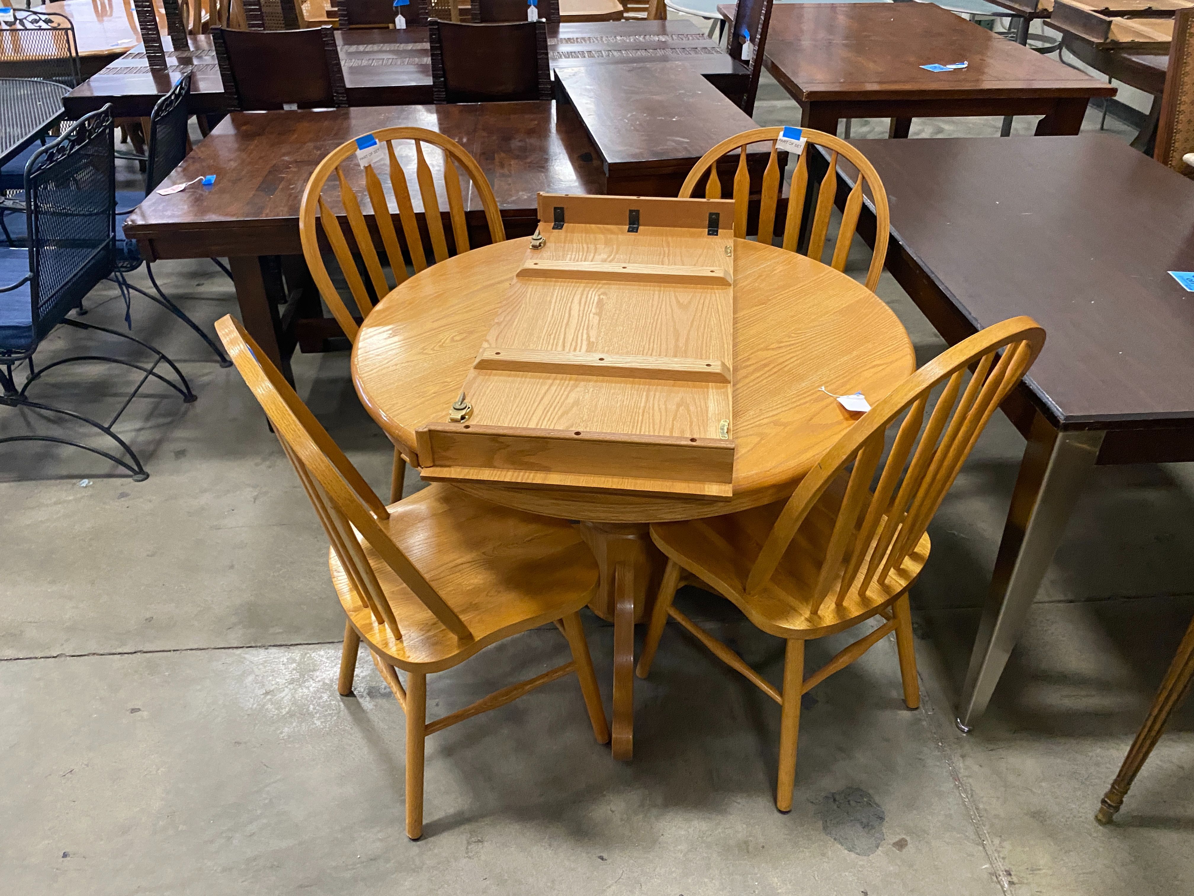 Solid Pine Circular 4 Chair Dining Set
