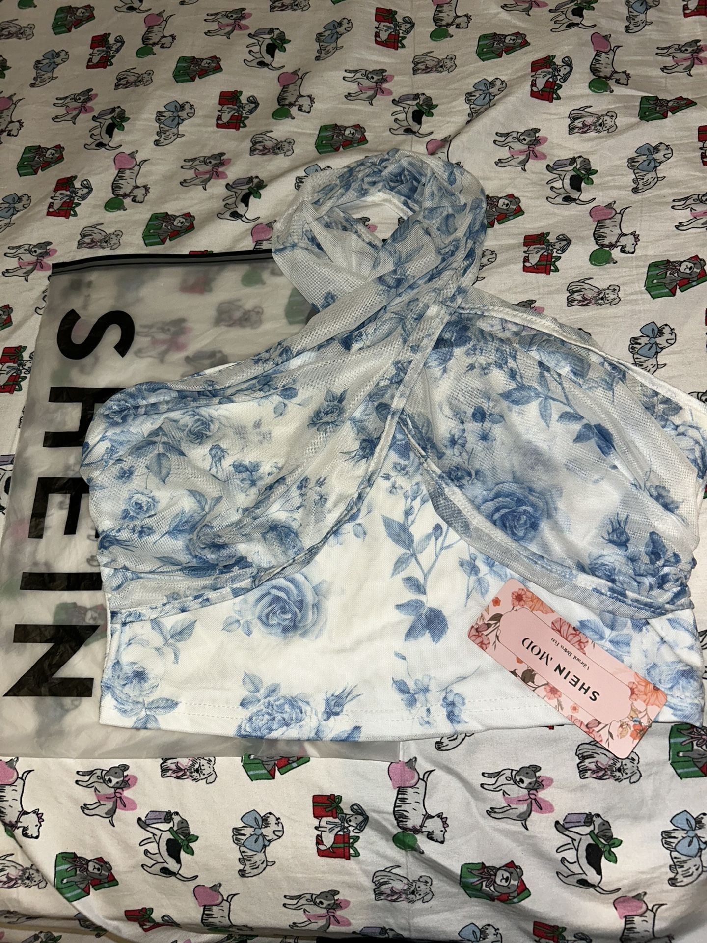 Floral Print Halter Neck Cropped Top 