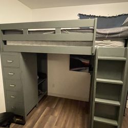 Jackpot Kids Kensington All-In-One Twin Loft Bed with Desk & Storage