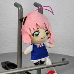4.5" Spy X Family Anya In Blue Dress Keychain Charm Plush