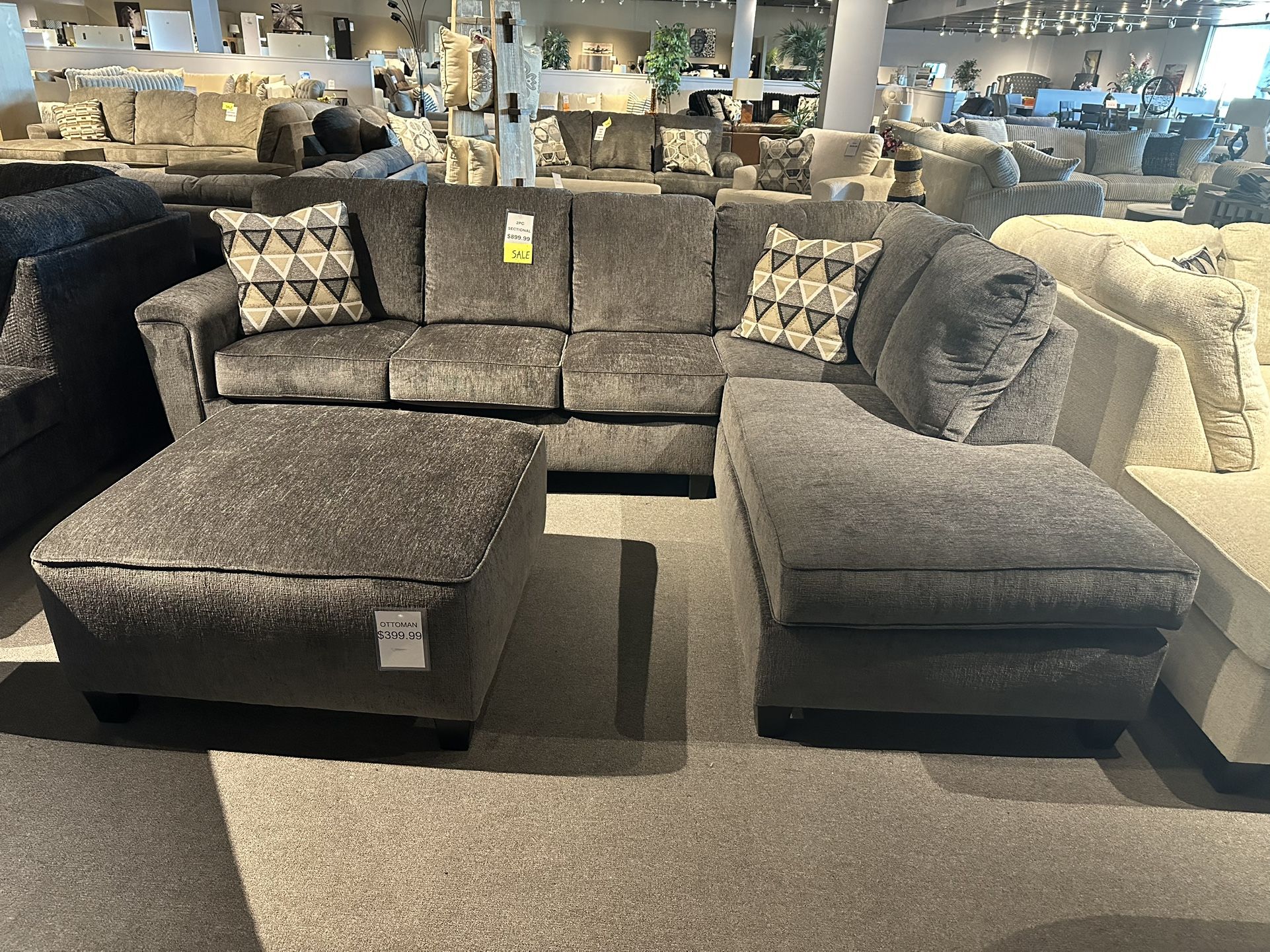 Gray 2PC Chaise Sectional Couch 