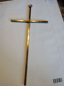 Mid-century Modern Brass 10" Wall Cross Christianity Modernist Minimalist Design
