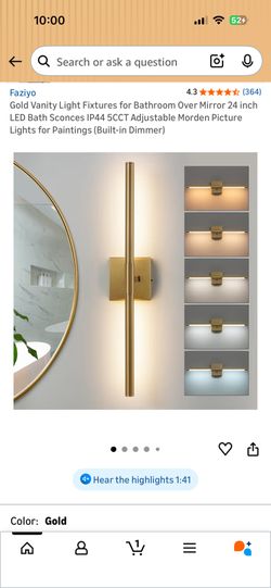 Vanity Light Fixtures for Bathroom Over Mirror 24 inch LED 