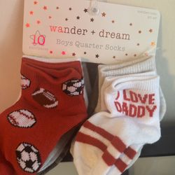 Wander + Dream 10 Pairs Boys Quarter Socks Toddler 2t-4t