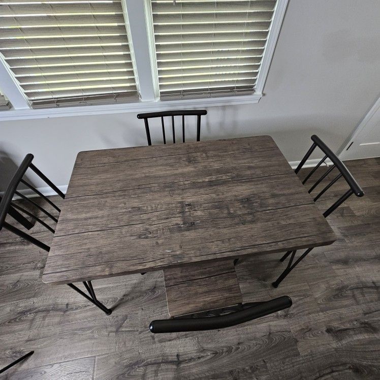 5-Piece Modern Dining Set Brown/Black Industrial Style