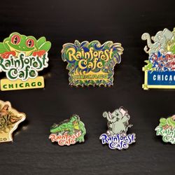 Lot of 7 Rainforest Café Chicago Pins – Vintage Enamel Collectibles