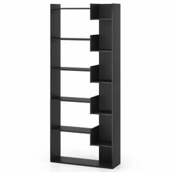 Costway 1 PCS 6-tier Bookshelf Tall Display Shelf with 11 Open Shelves 2 Anti-tipping
