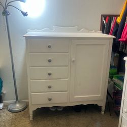 White wooden dresser for kids