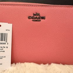 COACH PINK LONG ZIP WALLET 