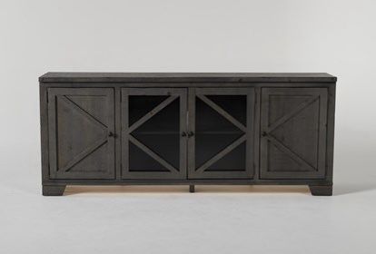 Sinclair II Grey 78 Inch TV Stand With Glass Doors