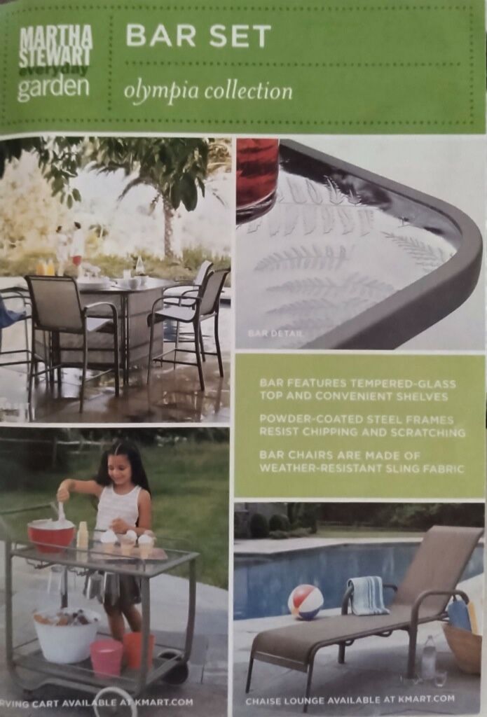 New Vintage Martha Stewart Outdoor Patio Bar Set