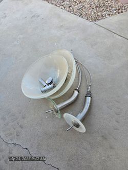 2 Round Frosted Vessel Bathroom Sinks. Used