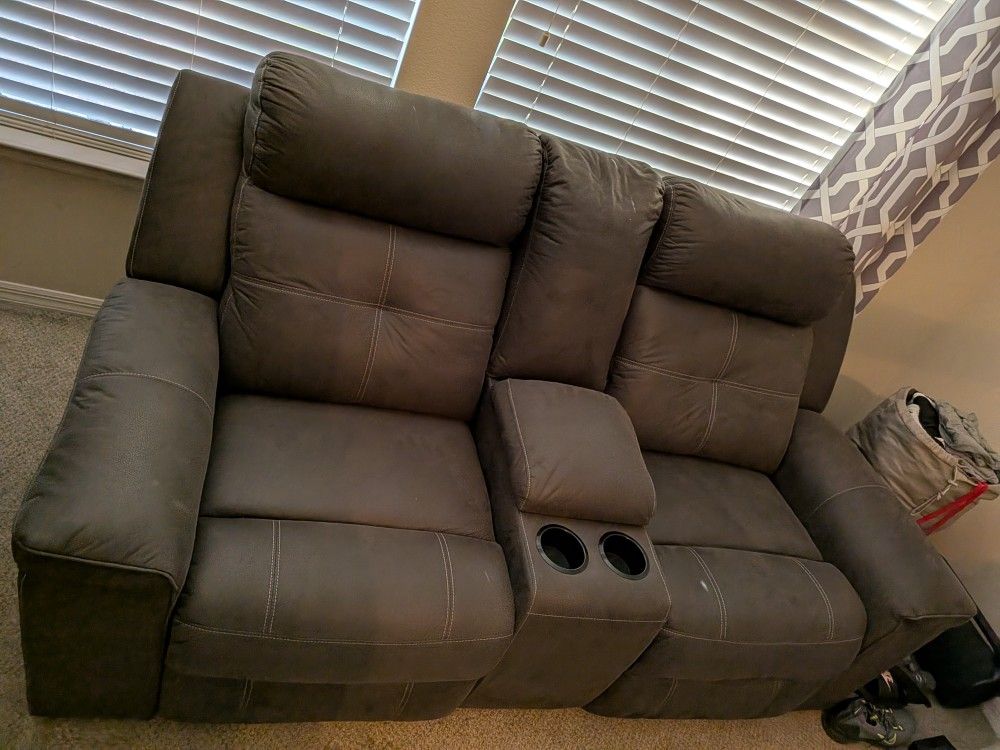 Ashley Brand Duel Reclining Microsuede Loveseat