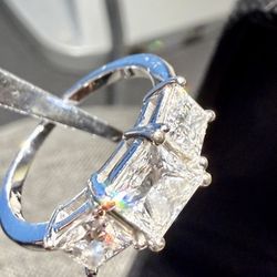 Engagement Ring 2 Carat Moissanite on 14k Gold