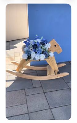 Wood Rocking Horse Arrangment for Baby Shower and Gender Reveals