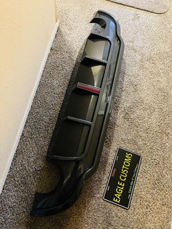 Carbon Fiber Rear Bumper Diffuser W/ V2 LED Brake Light For 2014-17 Infiniti Q50