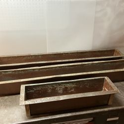 Three Solid Copper Rectangular Planter Boxes