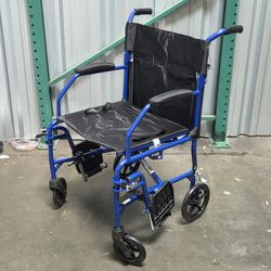 Medline Ultralight Transport Chair Foldable Wheelchair, 19-inch Seat