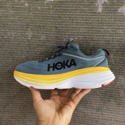 Hoka bondi 8 men's running shoes size 10 blue yellow