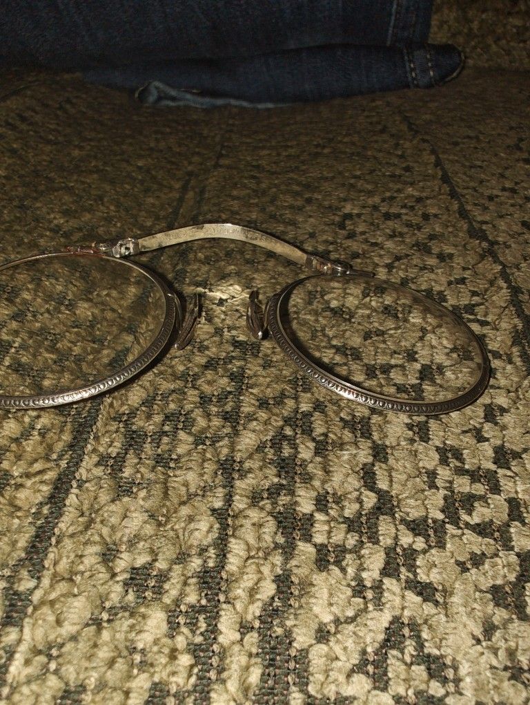 Lunettes De Vue Pince-Nez Anciennes - Or 12K Et Argent 925 Filigrane - 1917