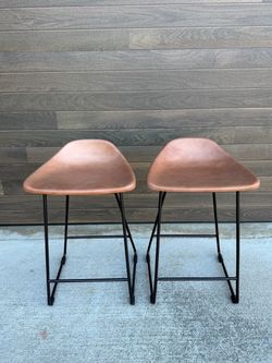 Pottery Barn Brenner Leather Counter Stools – Set of 2