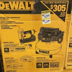 Dewalt Pancake Compressor W/Brad Nail Gun Kit
