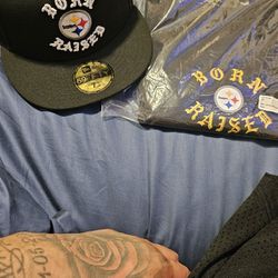 Born Raised Steelers Shirt And Hat 