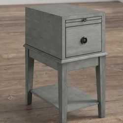 Gray End Table with Storage