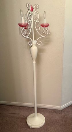 White Chandelier Style Floor Lamp with Crystals
