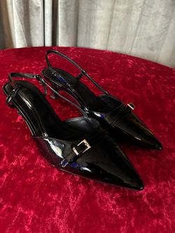 Black Patent Leather Slingback Heels