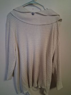Cream Ribbed Knit Cowl Neck Sweater size 3x