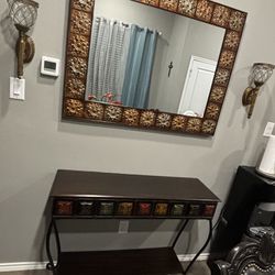 mirror and table