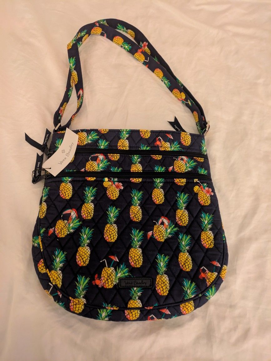 New Vera Bradley Navy/Pineapple Print Crossbody