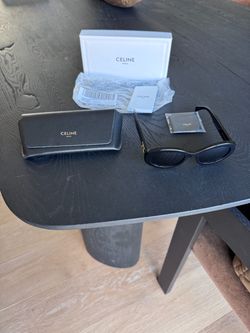 Celine Triomphe Black Oval Sunglasses with Case