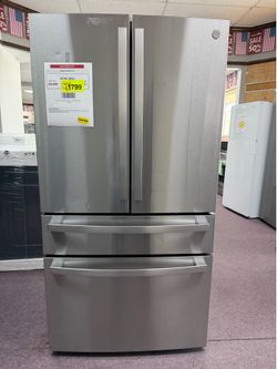 GE Profile Energy Star 28.7 Cu. Ft. Smart Fingerprint Resistant 4-Door French-Door Refrigerator With Dual-Dispense AutoFill J