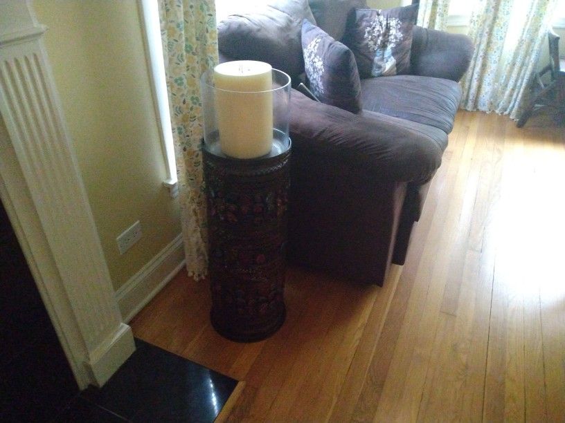 Cute Pier 1 Tall Standing Candleholder W/ Unused Candle
