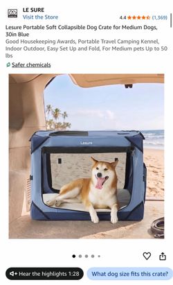 Lesure Portable Soft Collapsible Dog Crate 30in Blue