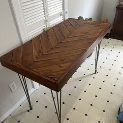 Mid century modern chevron wood table