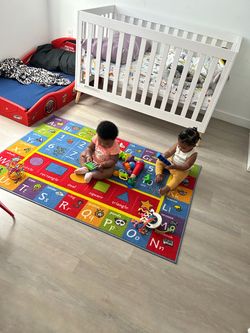 All White Baby Crib With Wooden Legs