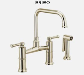 Brizo Bridge Faucet With Side Spray In Polished Nickel 62525LF-PN
