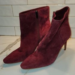 Vince Camuto Maroon Leather Heel Bootie