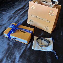 LV Brown Leather Bracelet 