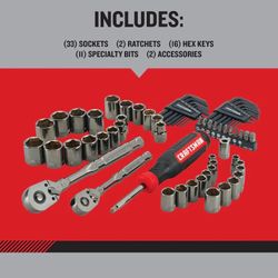 Craftsman Mechanic's 64 pc Tool Set - OVERDRIVE 1/4 and 3/8 in. drive Metric/SAE 6 Point